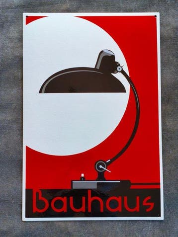 Bauhaus - enamel sign BAUHAUS Lampe rot Emailschild Emaille