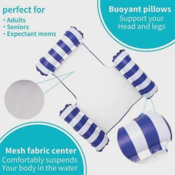 Opblaasbare Watermat & Relaxstoel met Rugleuning - Zomerse Z, Verzenden, Nieuw