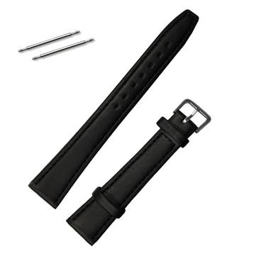 Fako - Horlogebandje - Echt Leer - Small - 18mm - Zwart, Verzenden, Nieuw