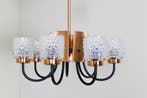 Vintage hanglamp jaren 70 - 8-armig, Gebruikt, Glas, Mid century , 50 tot 75 cm