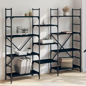 vidaXL Boekenkast 160x28,5x136,5 cm bewerkt hout zwart, Verzenden, Nieuw, Overige houtsoorten