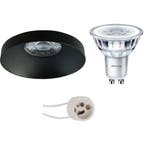 GU10 Inbouwspot Set - Mat Zwart - Inbouw Rond - Philips -, Metaal of Aluminium, Nieuw, Ophalen of Verzenden, Led