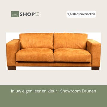 Leren bank Clear - 3 zits - Kenia Cognac (cognac) - Poten, Huis en Inrichting, Bohemian, Eigentijds, Modern, Retro, Vintage, Nieuw