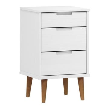 Wit Nachtkastje 3 Lades | Massief Hout | Tweedekansje OP=OP, Minder dan 45 cm, Zo goed als nieuw, Hout, 55 tot 70 cm