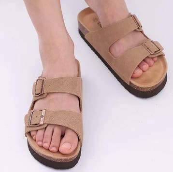Nieuwe Kurk Sandalen - Slippers van koeleer - Tweebandmodel, Kleding | Dames, Schoenen, Verzenden, Nieuw, Sandalen of Muiltjes