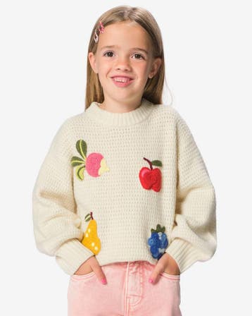 HEMA Kindertrui ajour fruit ecru 30% korting ; vanaf 9.99, Verzenden, Nieuw