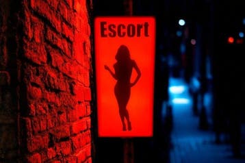 Lichtbord - Amsterdam Red-lights District , Escort lighted, Antiek en Kunst
