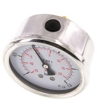 1..1.5 Bar Glycerine Manometer Achteraansluiting RVS/Messing, Verzenden, Nieuw