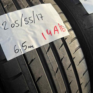 2 x Continental SportContact 3 205-55-17 Zomerbanden 6,5mm, Gebruikt, 17 inch, Band(en), Personenwagen