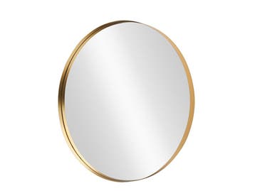 Wandspiegel PORTRET 40 cm rond aluminium goud - 48241, Huis en Inrichting, Ophalen of Verzenden, Nieuw
