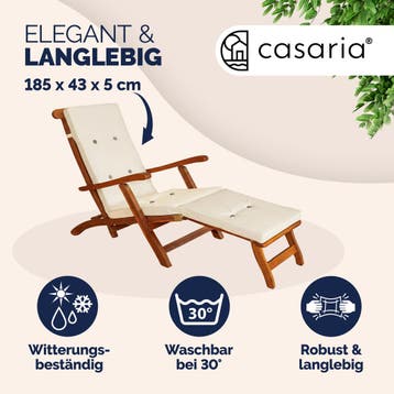 Ligbedkussen Crème 184,5x43x6cm (Ligbed - Lounge), Verzenden, Nieuw