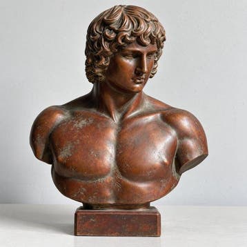 Beeldje - Classical Bronze Male Bust - Hars