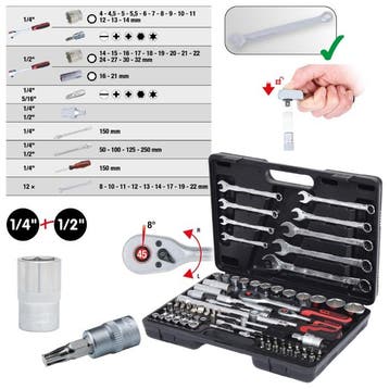 KS Tools 1/4 + 1/2 Dopsleutelset Steek-Ringsleutels, Verzenden, Nieuw