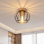 Gouden plafondlamp mand kooi semi inbouw E27, Verzenden, Nieuw