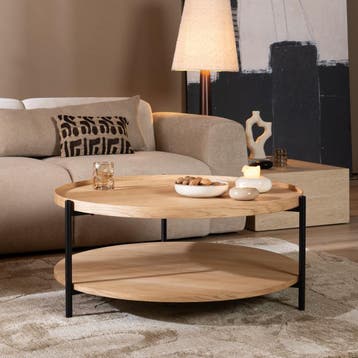 50% Korting: Salontafel Rio Ø90 cm blank eiken, Ophalen, Scandinavisch, Japandi, Landelijk, Modern, Zo goed als nieuw, Eikenhout