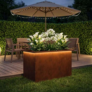 vidaXL Plantenbak met led Roestkleurig 50 x 80 x 48 cm, Tuin en Terras, Verzenden, Nieuw, Metaal, 60 tot 100 cm