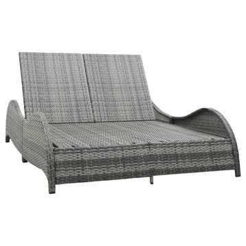 vidaXL Ligbed tweepersoons met kussen poly rattan antraciet, Tuin en Terras, Verzenden, Nieuw
