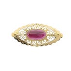 Vintage gouden broche met granaat, Gebruikt, Overige kleuren, Ophalen of Verzenden, Met edelsteen