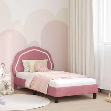 vidaXL Bedframe voor kinderen met hoofdbord Roze 80 x 160 cm, Verzenden, Nieuw, Stof