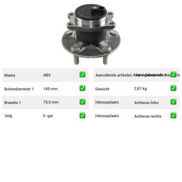 Wiellager Dodge Avenger TE4/2C6-9 () Van {{car_typeConstruct, Verzenden, Nieuw, Dodge
