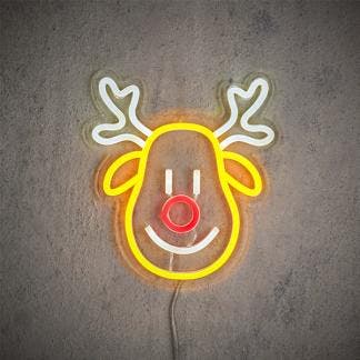 Neon rendier gezicht | Luca Lightning | 23 x 25.5 cm, Verzenden, Nieuw