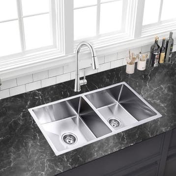 Lendo Online Dubbele Spoelbak 87x44x20 cm RVS Zilver, Huis en Inrichting, Verzenden, Nieuw