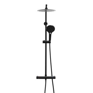 Regendouche Set Zwart Messing | Thermostaat | OP=OP!, Huis en Inrichting, Ophalen of Verzenden, Nieuw, Met douche