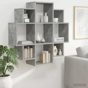 vidaXL Wandplank Betongrijs 90 x 25 x 90 cm Bewerkt hout, Huis en Inrichting, Woonaccessoires | Wandplanken en Boekenplanken, Verzenden