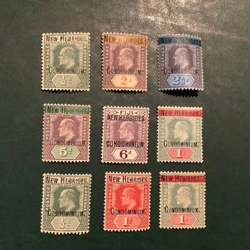 Nieuwe Hebriden 1908 - Volledige emissie king Edward VII -, Gestempeld