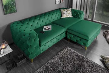 Chesterfield 3-zitsbank MODERN BAROK 235cm smaragdgroen, Ophalen of Verzenden, Nieuw