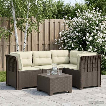 vidaXL 4-Zits Tuin Sofa met Kussens Rattan Look PP, Verzenden, Nieuw