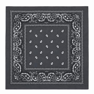Bandana Zakdoek 55x55cm – Paisleyprint – Donkergrijs, Nieuw