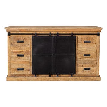 Dressoir Mangohout Milan 190 cm, Verzenden, Nieuw, Overige houtsoorten, Industriële meubels