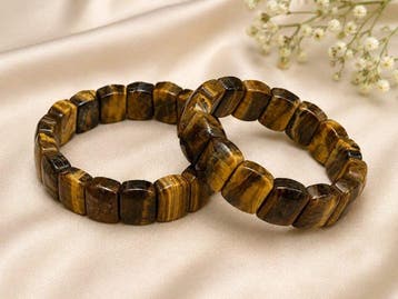 Handgemaakt tijgeroog armband - Hoogte: 12 mm - Breedte: 12