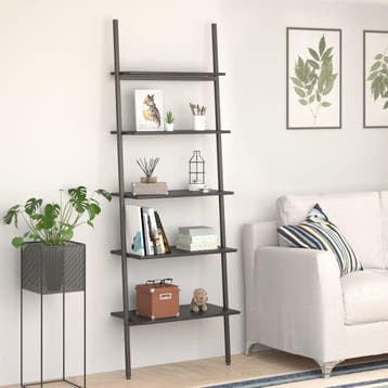 vidaXL Ladderrek met 5 schappen 64x34x185,5 cm zwart, Verzenden, Nieuw, 50 tot 100 cm, 150 tot 200 cm