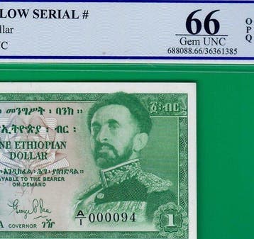 Ethiopië. - 1 dollar ND(1961) - w/ low serial - Pick 18a
