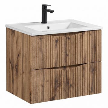 Badkamermeubel Calen 60 cm – Eiken – Badmeubel met 2 Lades, Verzenden, Nieuw