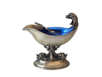 Tafelservies - Zilver 800 en blauw glas