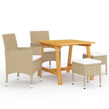 vidaXL 5-delige Tuinset beige, Verzenden, Nieuw, 4 zitplaatsen, Tuinset