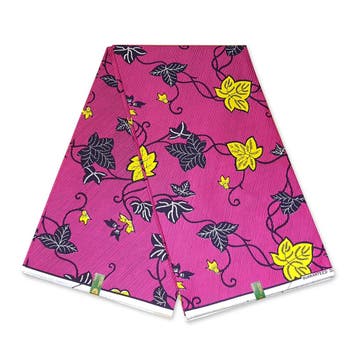 VLISCO stof Hollandais Afrikaanse Wax print - Roze gele flow, Ophalen of Verzenden, Nieuw