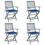 vidaXL Tuinstoelen 4 st inklapbaar met kussens massief, Verzenden, Nieuw, Hout