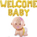 Set Welcome Baby Girl met slingers en beren ballonnen, Verzenden, Nieuw, Versiering, Geboorte of Huwelijk
