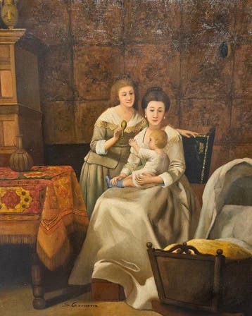 Italiaanse school (XX) - Mamme con bambino, Antiek en Kunst