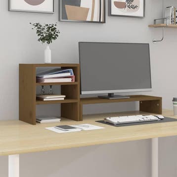vidaXL Monitorstandaard 81x20x30 cm massief grenenhout, Verzenden, Nieuw