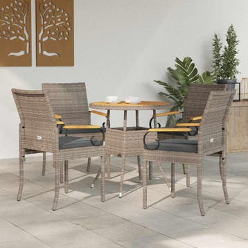vidaXL Tuinstoelen 4 st Grijs en Donkergrijs Poly rattan en, Tuin en Terras, Tuinstoelen, Verzenden, Nieuw, Rotan