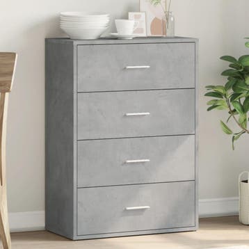 vidaXL Dressoir 60x31x84 cm bewerkt hout betongrijs, Verzenden, Nieuw, Overige houtsoorten, Minder dan 50 cm