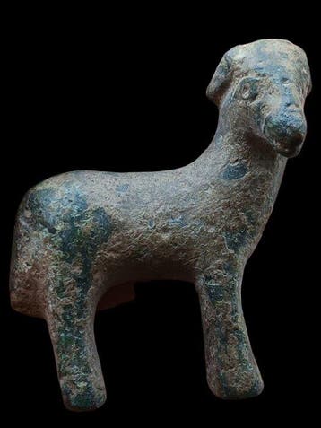 Oud-Romeins Brons Amulet - Cordero exvoto, Antiek en Kunst