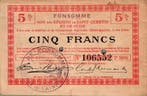 5 Francs France Komitat 02110 Fonsomme 5-franc-gutschein..., Verzenden