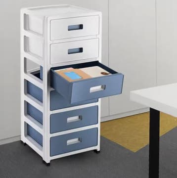 Hoge opbergkast met 6 lades – Plastic dressoir op wielen, Verzenden, Nieuw