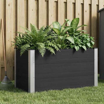 vidaXL Verhoogde plantenbak Zwart 100 x 50 x 54 cm WPC en, Verzenden, Nieuw, Minder dan 60 cm, 30 tot 60 cm